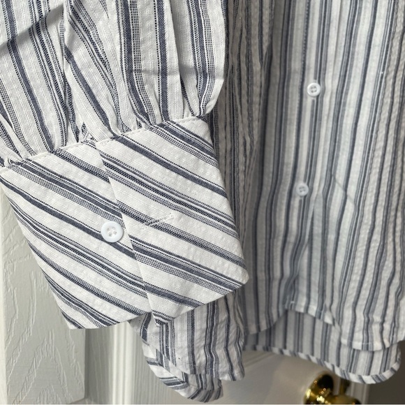 New Commense Gray Striped Shorts Set S US 6 Long Sleeves Pockets Oversized NWT - Picture 7 of 16